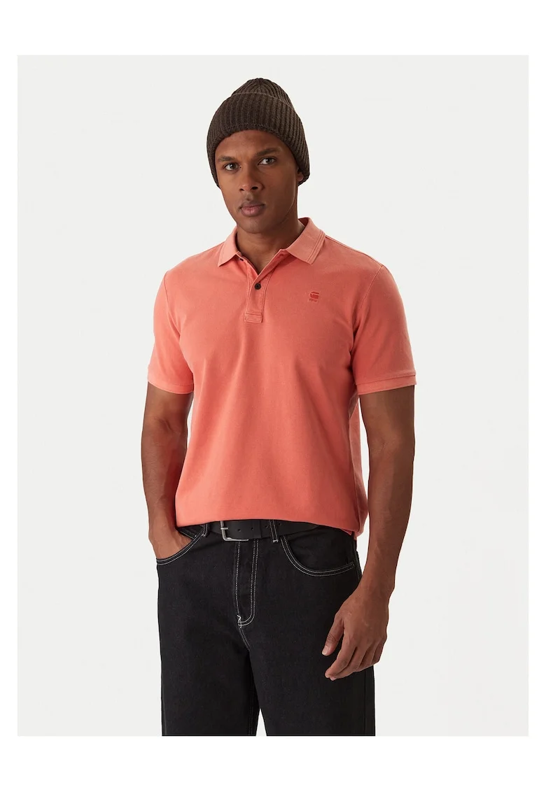 Tricou barbati, Raw, bumbac organic, slim fit, portocaliu, Portocaliu