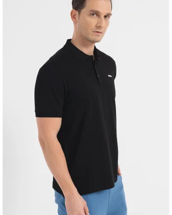 Tricou polo din bumbac pique Donos, Negru stins