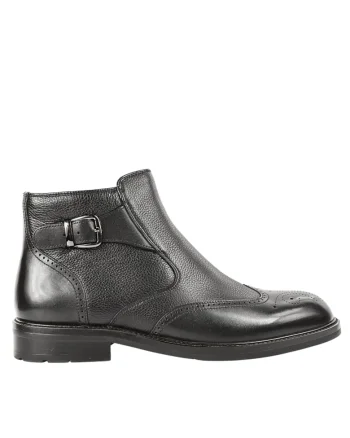 Ghete sport, barbati,  KD1-909-18A negru, piele naturala, Negru