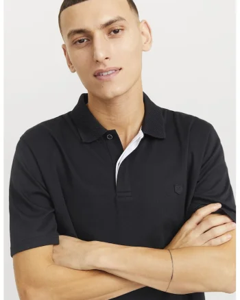 Tricou polo din amestec de bumbac organic, Negru