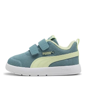 Pantofi sport Courtflex de plasa cu velcro, Galben pal/Verde pal/Alb optic