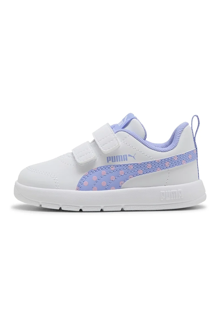Pantofi sport Courtflex V3 cu inchidere velcro si buline, Roz pastel/Lila/Alb murdar