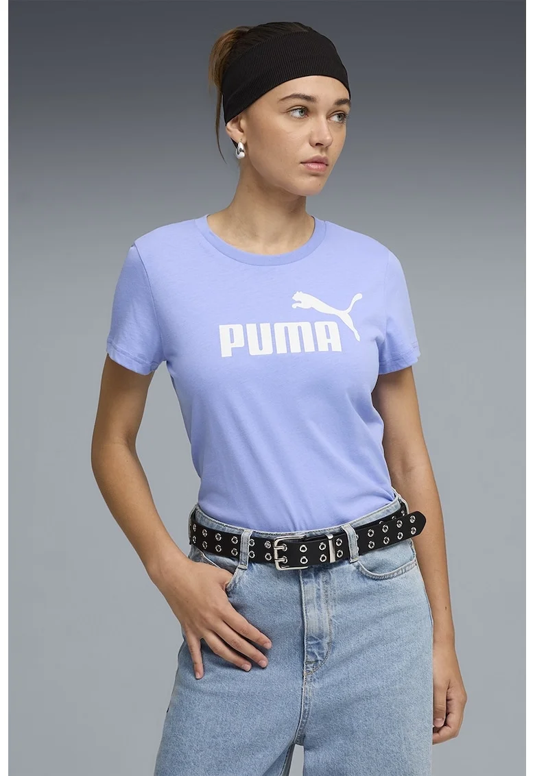 Tricou de bumbac ESS No. 1, Albastru lavanda/Alb optic
