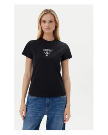 Tricou cu logo brodat pe piept, Negru