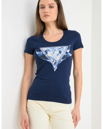 Tricou slim fit cu logo, Alb/Bleumarin