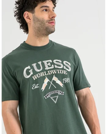 Tricou de bumbac cu logo brodat, Alb/Portocaliu/Verde englez