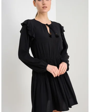 Rochie cu volane Emma, Negru