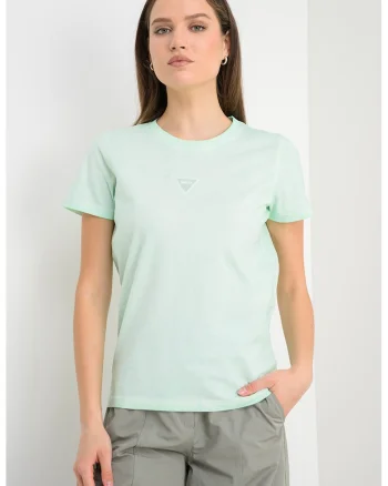 Tricou de bumbac cu imprimeu logo triunghiular, Verde menta