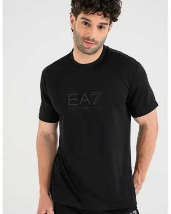 Tricou din amestec de modal cu imprimeu logo, Negru