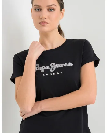 Tricou din bumbac cu broderie Nadda, Alb/Negru