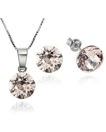 Set Argint 925 placat cu rodiu cu cristale Swarovski® Xirius Silk 8mm Surub + Lant