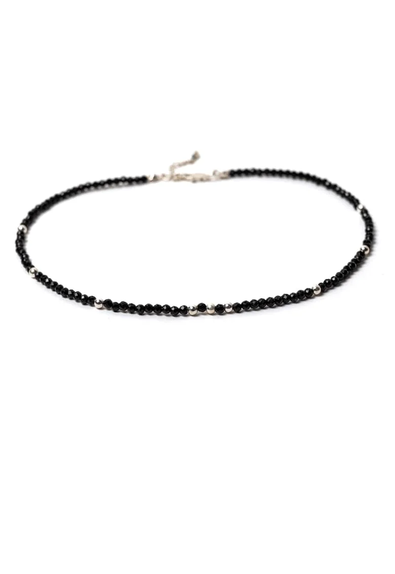 Colier Choker,  din pietre semipretioase de si inchidere si accesorii din argint 925, Negru