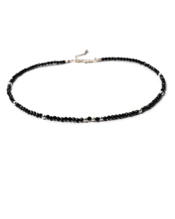 Colier Choker,  din pietre semipretioase de si inchidere si accesorii din argint 925, Negru