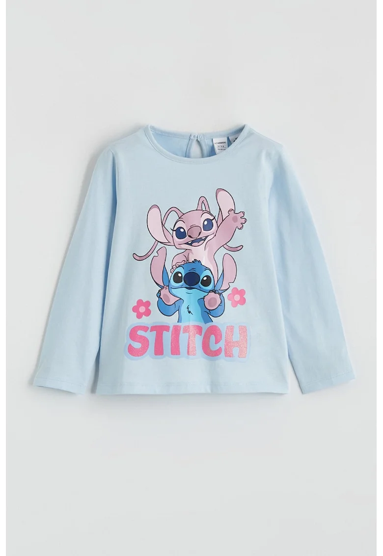 Bluza cu imprimeu Stitch, Albastru pastel