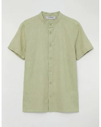 Camasa cu guler Mao si maneci scurte, Verde deschis