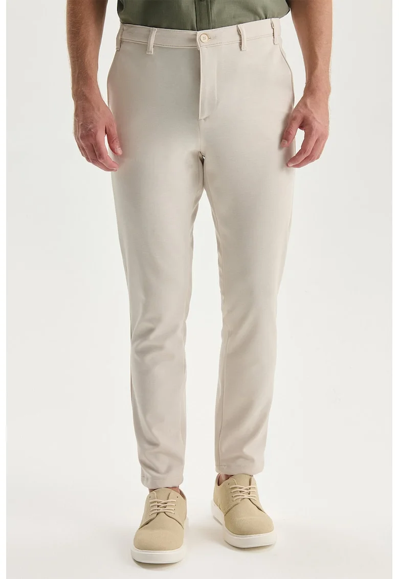 Pantaloni eleganti slim fit, Alb fildes