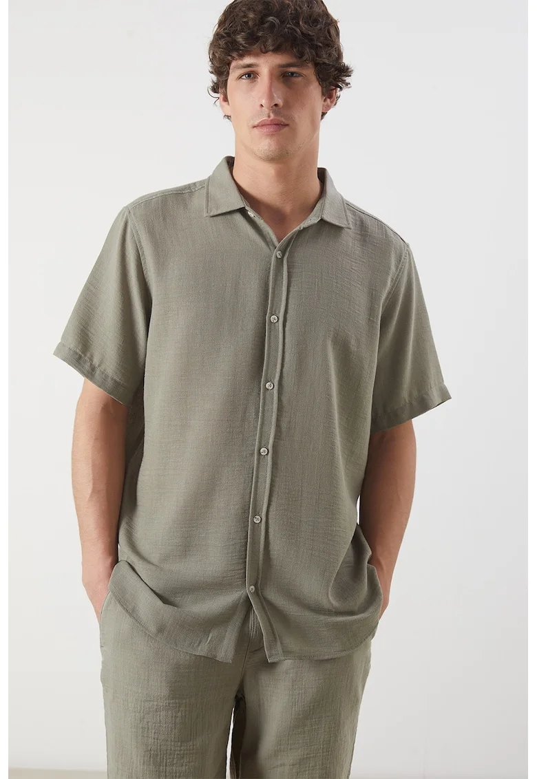 Camasa regular fit cu nasturi, Grej