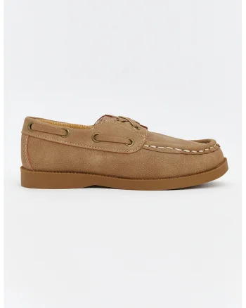 Mocasini din piele ecologica cu varf rotund, Maro camel