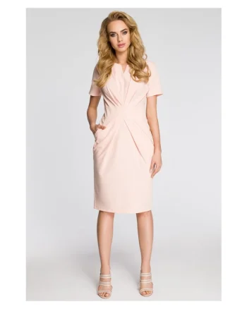 Rochie cu decolteu drapat pentru femei, Roz,