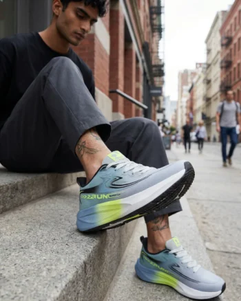 Adidasi barbati sport gri cu verde  2532