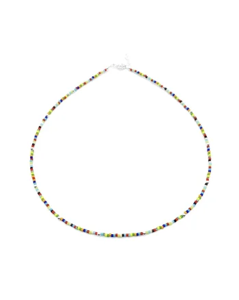 Colier cu bile din Argint 925 si margele Miyuki colorate, reglabil, Multicolor