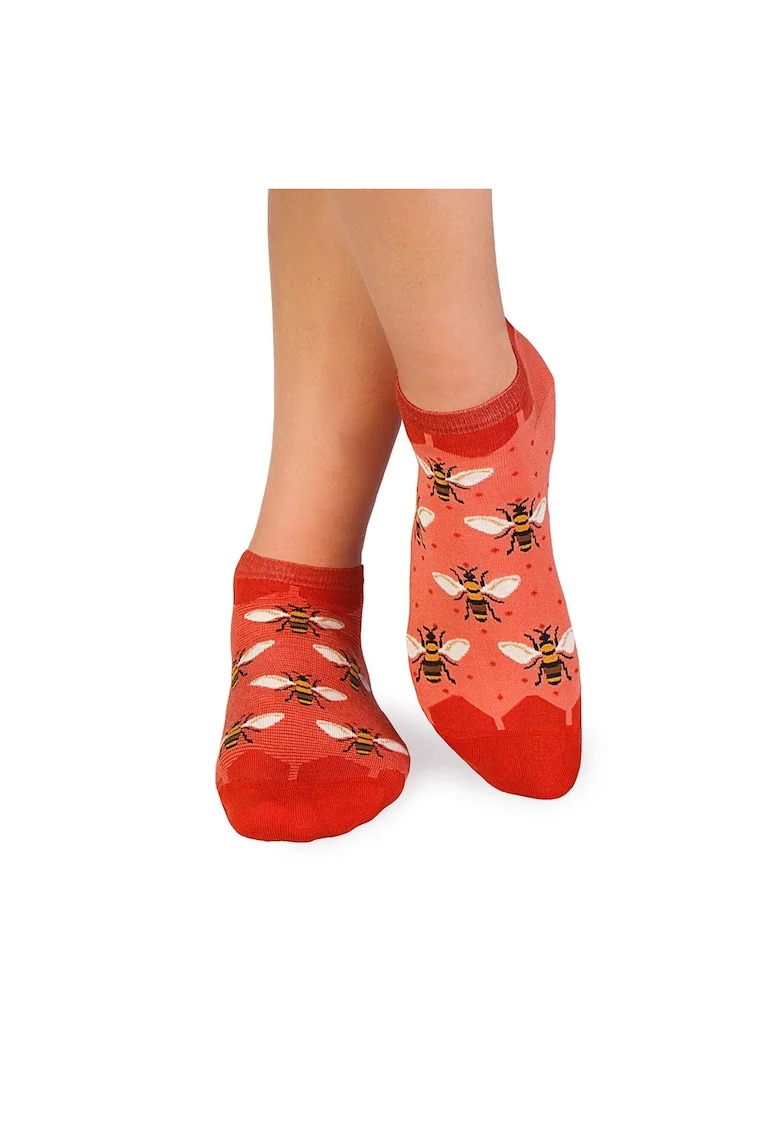 Sosete scurte bambus, FINE BAMBOO Sneaker Bees - Orange