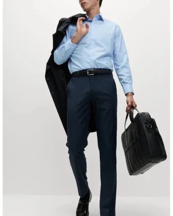 Camasa din bumbac cu model uni, Albastru pastel