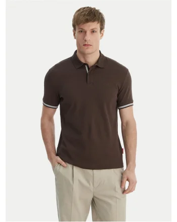 Tricou barbati,  bumbac, maro, 98% bumbac, 2% elastan, Maro