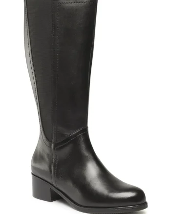 Cizme dama,  piele naturala, fermoar, negru, Negru