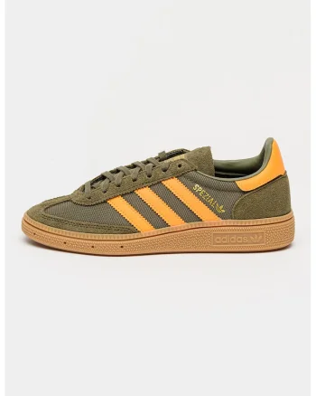 Pantofi Spezial din piele intoarsa cu insertii din plasa pentru handbal, Portocaliu mandarina/Caramel/Verde feriga