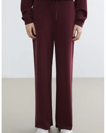 Pantaloni de trening cu croiala ampla si buzunare laterale, Visiniu inchis