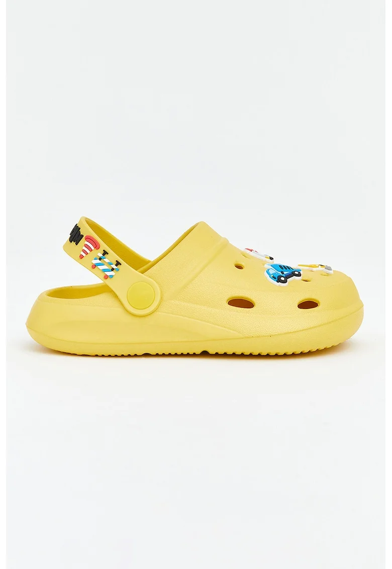 Saboti slingback cu detalii imprimeu, Galben/Albastru