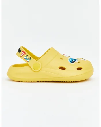 Saboti slingback cu detalii imprimeu, Galben/Albastru