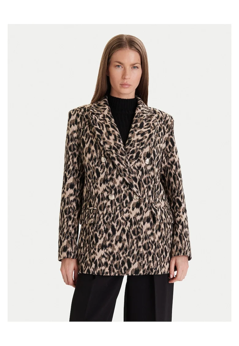 Sacou dama  bej-negru, Animal print