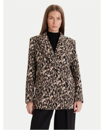 Sacou dama  bej-negru, Animal print