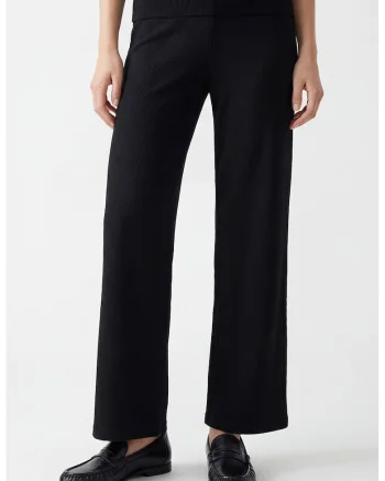 Pantaloni striati cu croiala dreapta, Negru