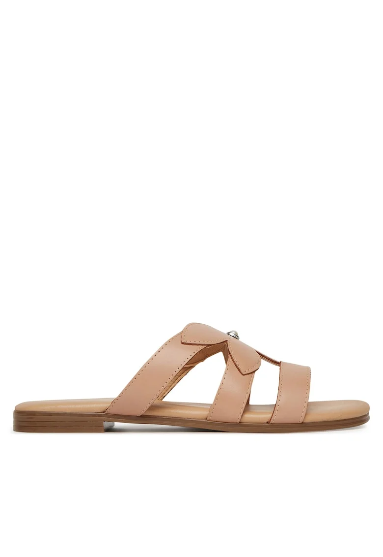 Papuci dama,  piele naturala, bej, Bej