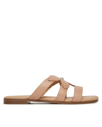 Papuci dama,  piele naturala, bej, Bej