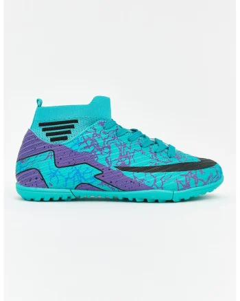 Pantofi sport inalti cu model, Negru/Violet/Turcoaz inchis