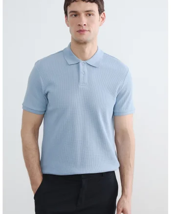 Tricou polo cu model texturat, Albastru pastel