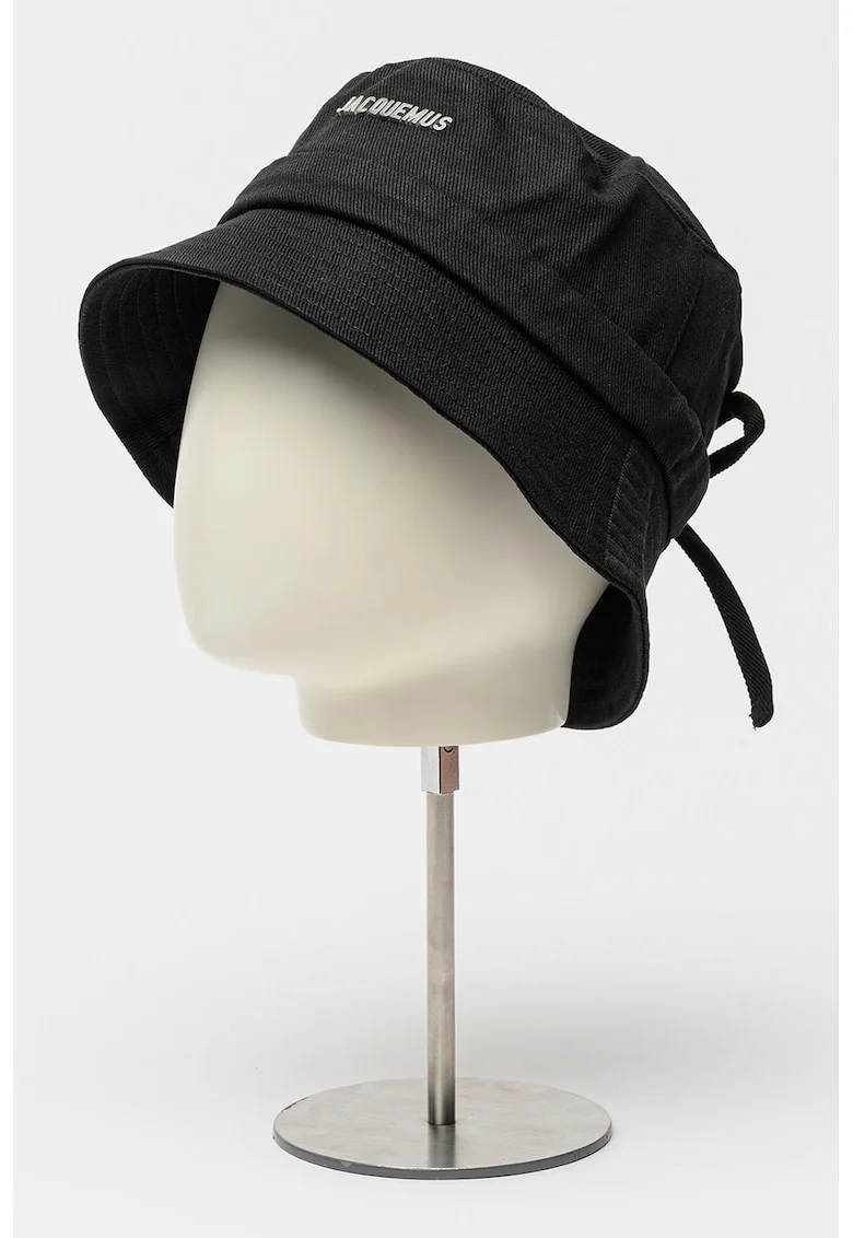 Palarie bucket din bumbac cu logo, Negru