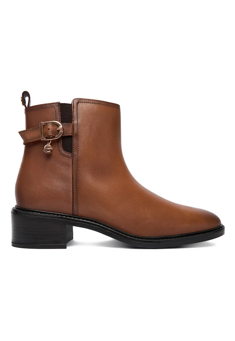 Botine  din piele naturala, Maro