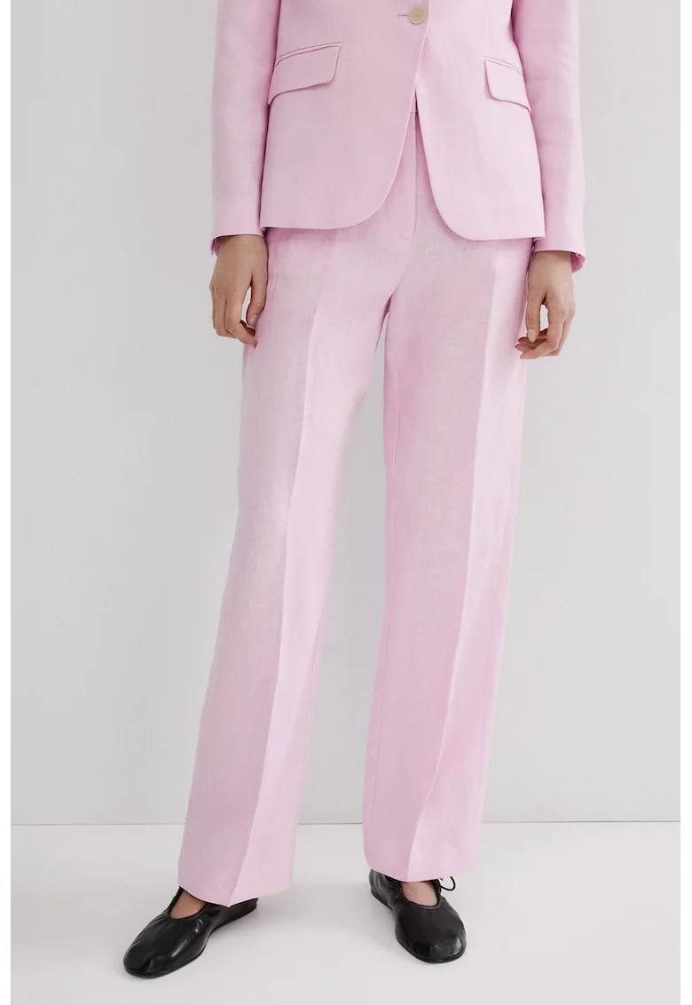Pantaloni drepti de in cu buzunare oblice, Roz pastel