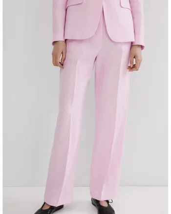 Pantaloni drepti de in cu buzunare oblice, Roz pastel