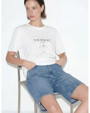 Tricou cu imprimeu text Vision, Alb/Negru