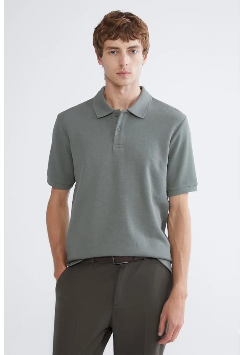 Tricou polo cu model uni, Kaki