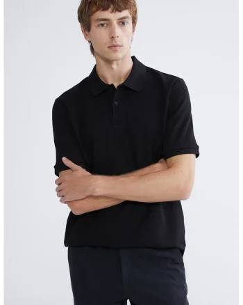 Tricou polo cu model uni, Negru