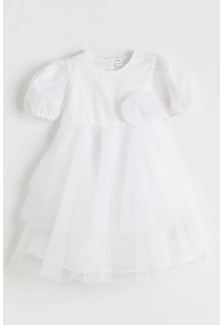 Rochie stratificata din tul, Alb