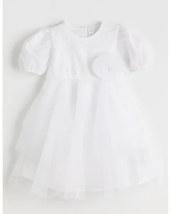 Rochie stratificata din tul, Alb