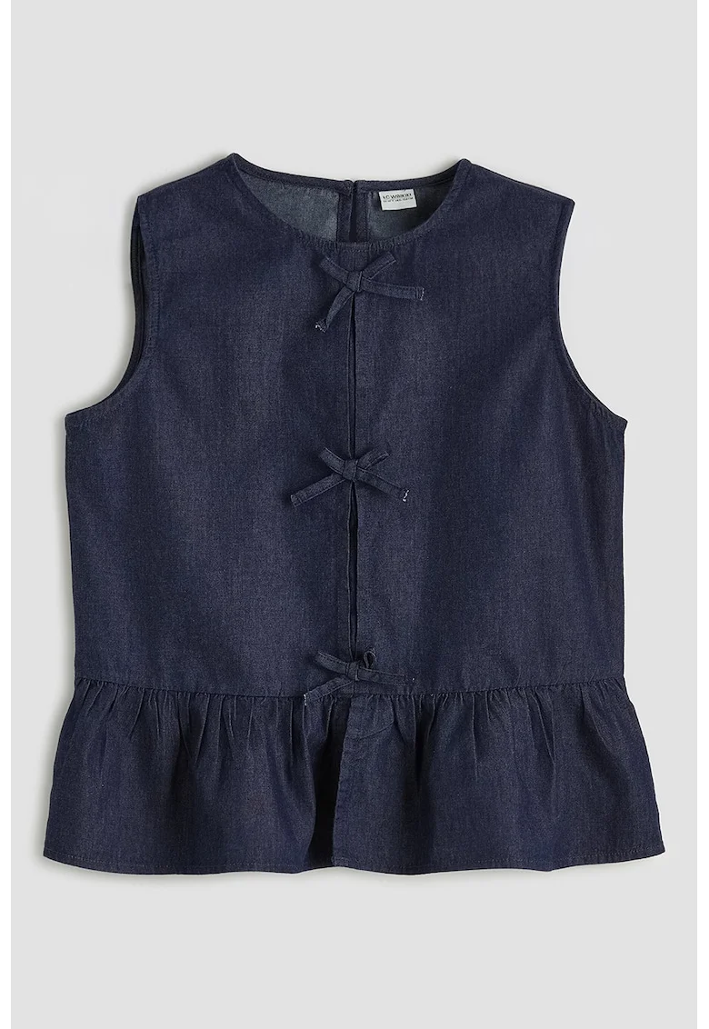 Bluza din denim cu detalii funda, Albastru ultramarin